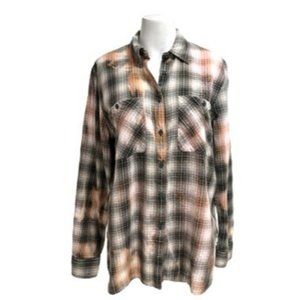 Ralph Lauren Denim & Supply Utility Flannel Shirt Brown & Orange Plaid Womens L